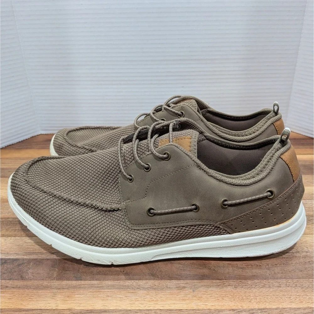 Magellan Outdoors Mahi II Boat‎ Shoes Men's 12 Light Brown Canvas Slip On Loafer
